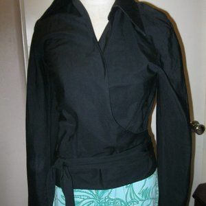 ❤️Womens GUCCI TOM FORD Black Cotton Wrap Around Long Sleeved Top Size 42